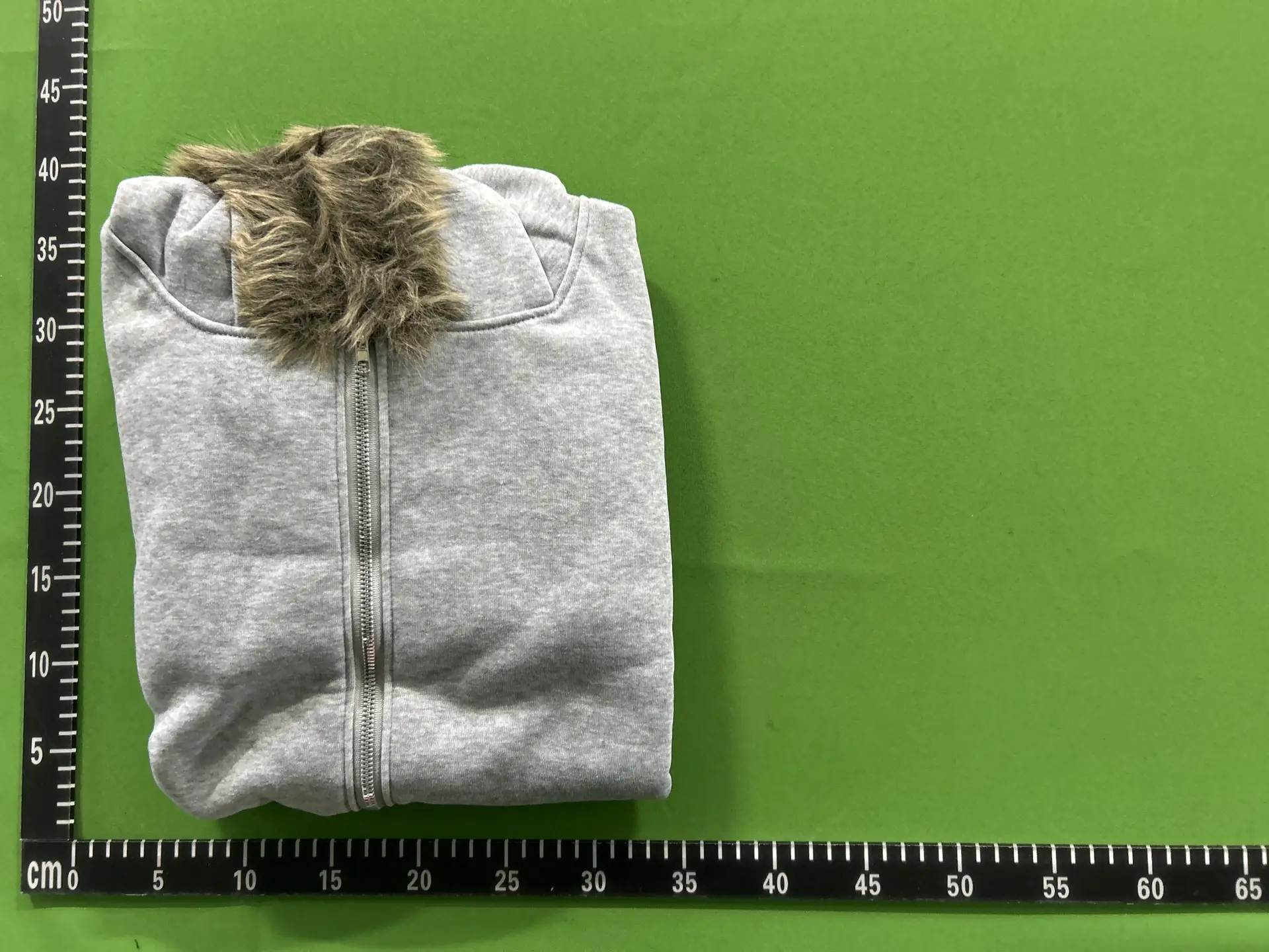 Grey Zip-Up Hoodie with Faux Fur Trim