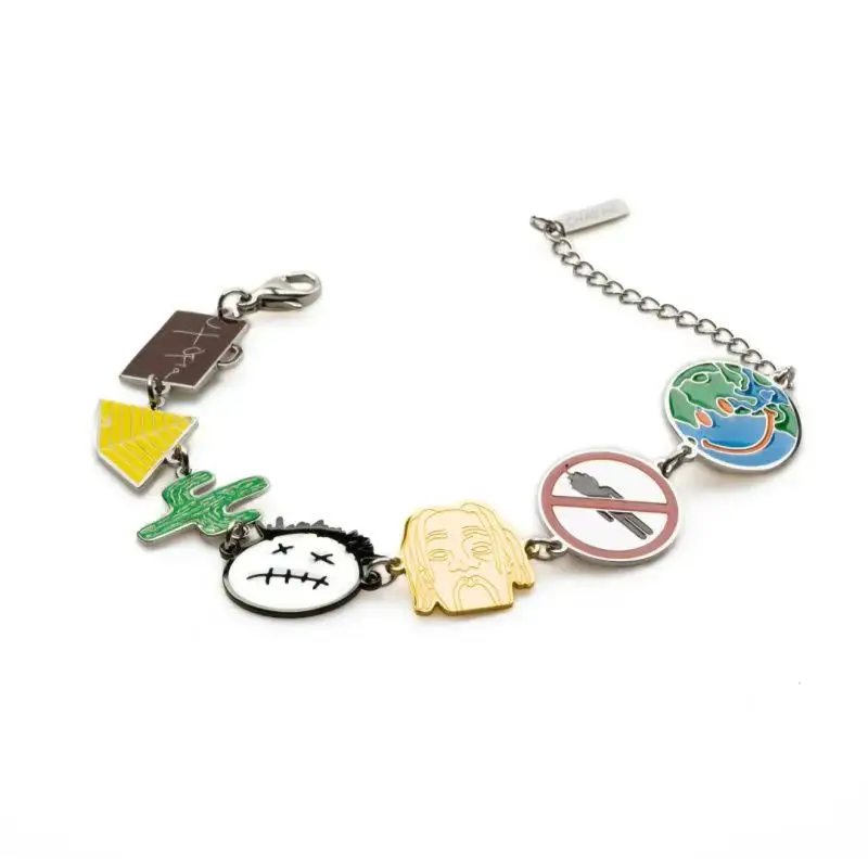 Travisscott Asia Tour Concert Peripheral Bracelet hip hop Rap Music Trendy Couple Enamel Bracelets