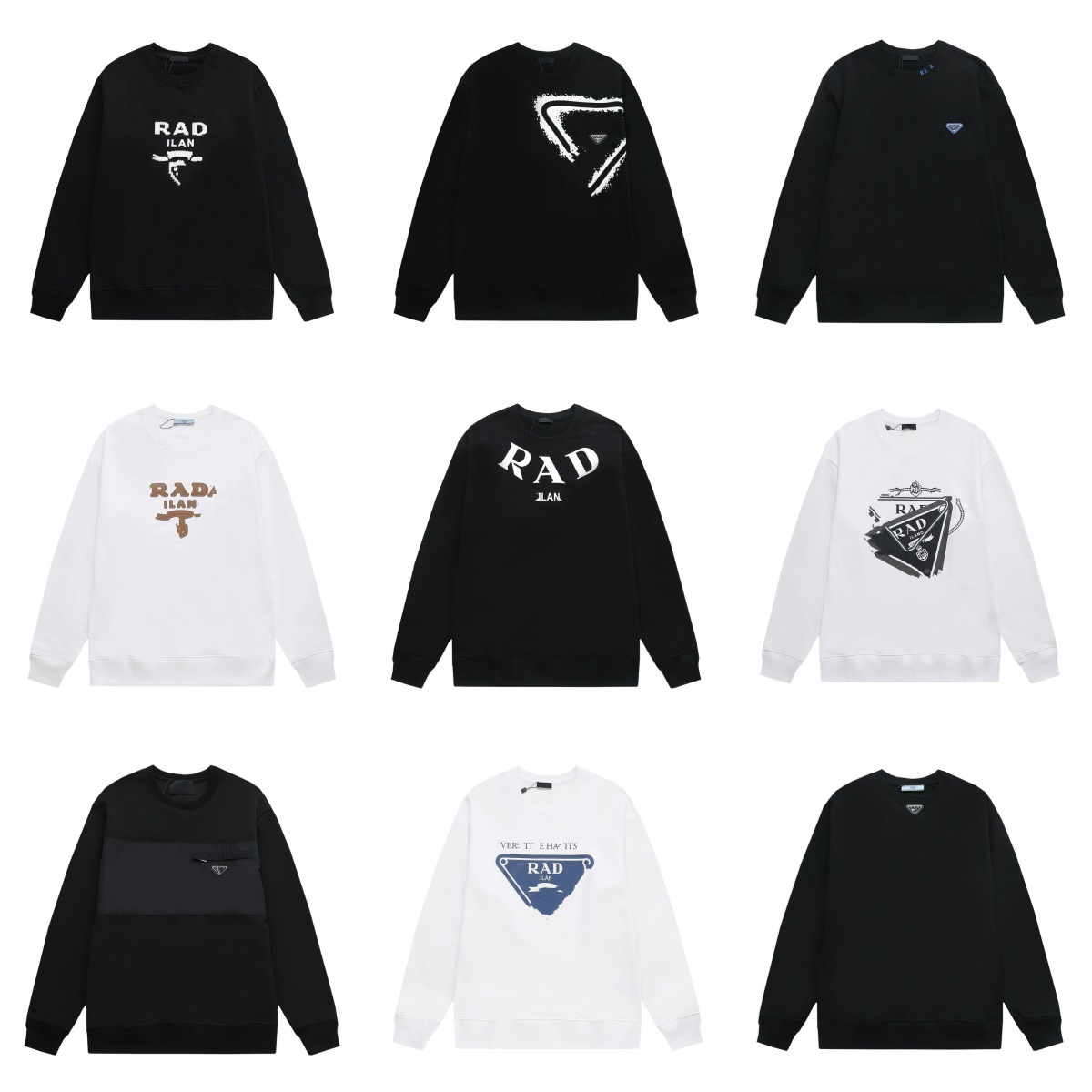 Correct version of cross-border P Pujia metal triangle LOGO men's and women's casual loose Joker long sleeve pullover sweater