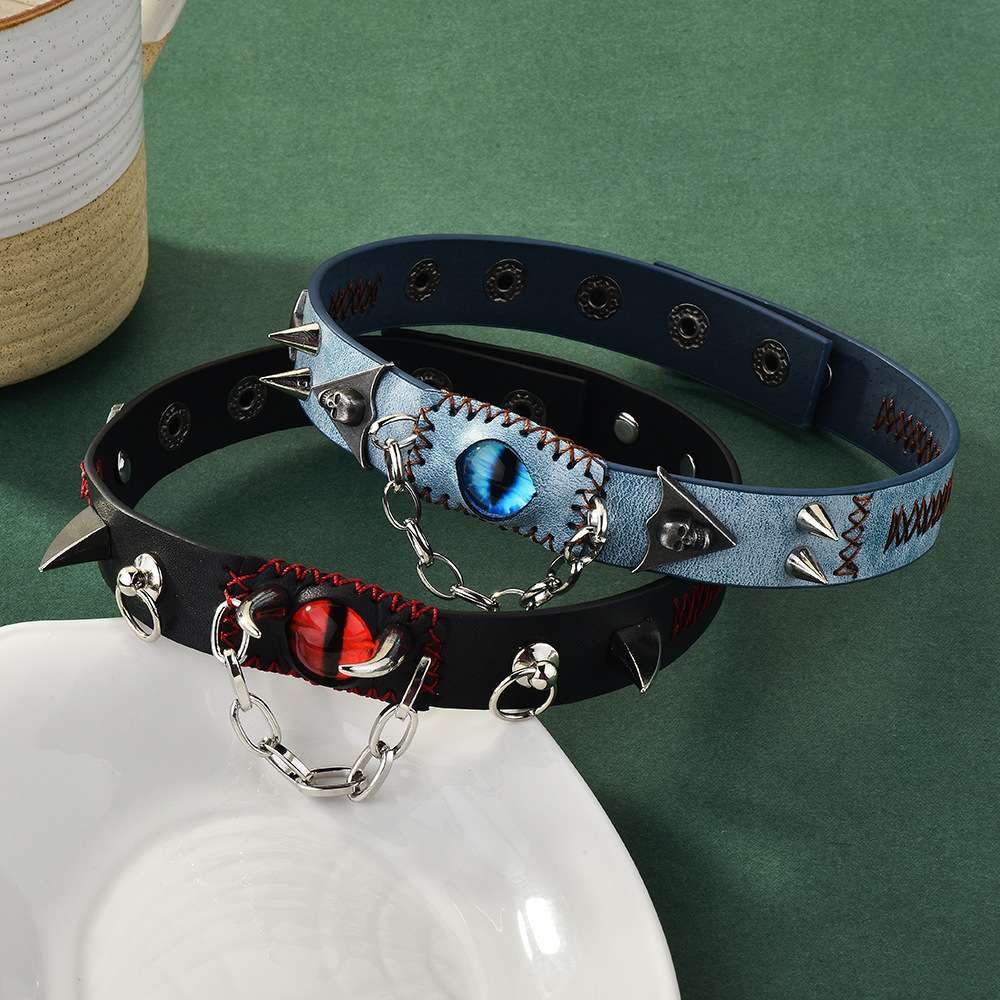 Factory Direct Handmade Abi Necklace Niche Diablo Personality Heavy Industry American Punk Devil Eye Collar