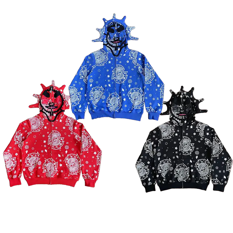 Glo Gang The Glory Full Zip Hoodie Beverage Cartoon Print Embroidery Pulling Sweatshirt