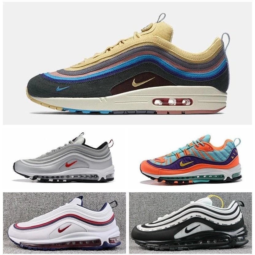 复古子弹鞋AIRMAX97全掌气垫鞋男鞋运动鞋灯芯绒跑步鞋max98款