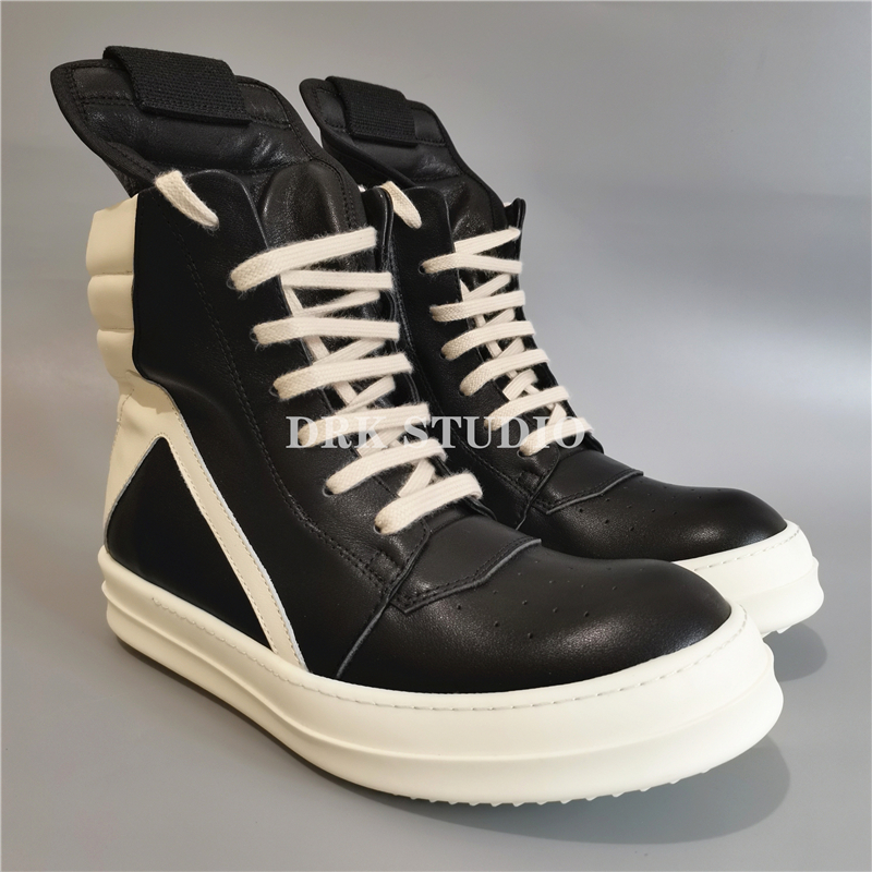 Rick Owens Black Leather High Top Sneakers