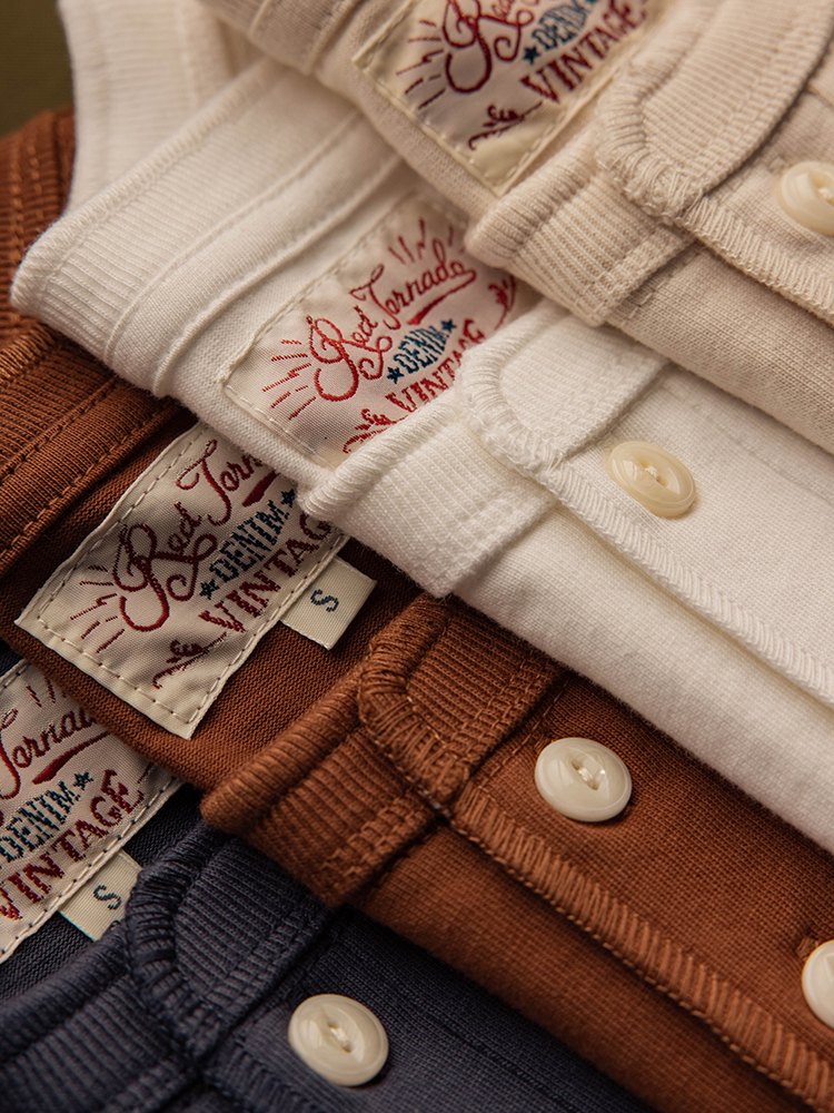 Red Tornado Vintage Henley Shirt