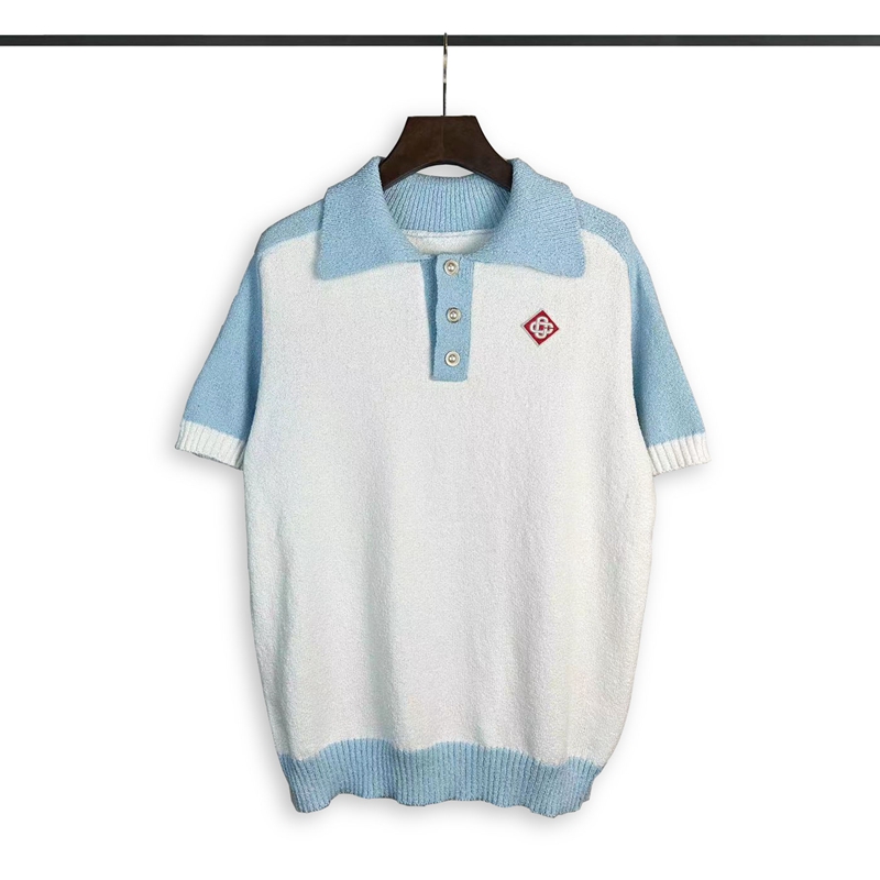 Casablanca Tennis Club White Knit Polo Shirt