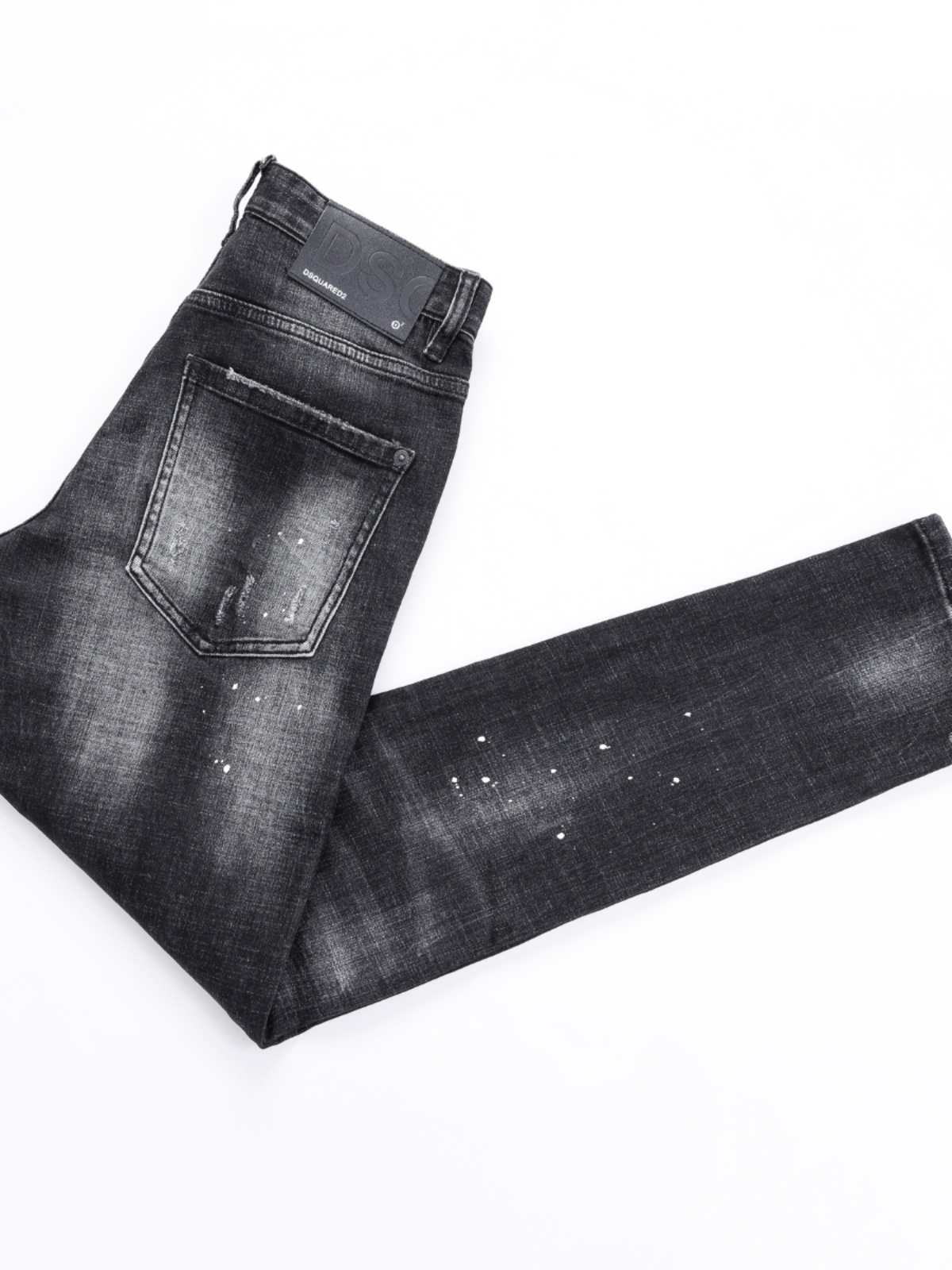 Dsquared2 Black Distressed Patch Jeans