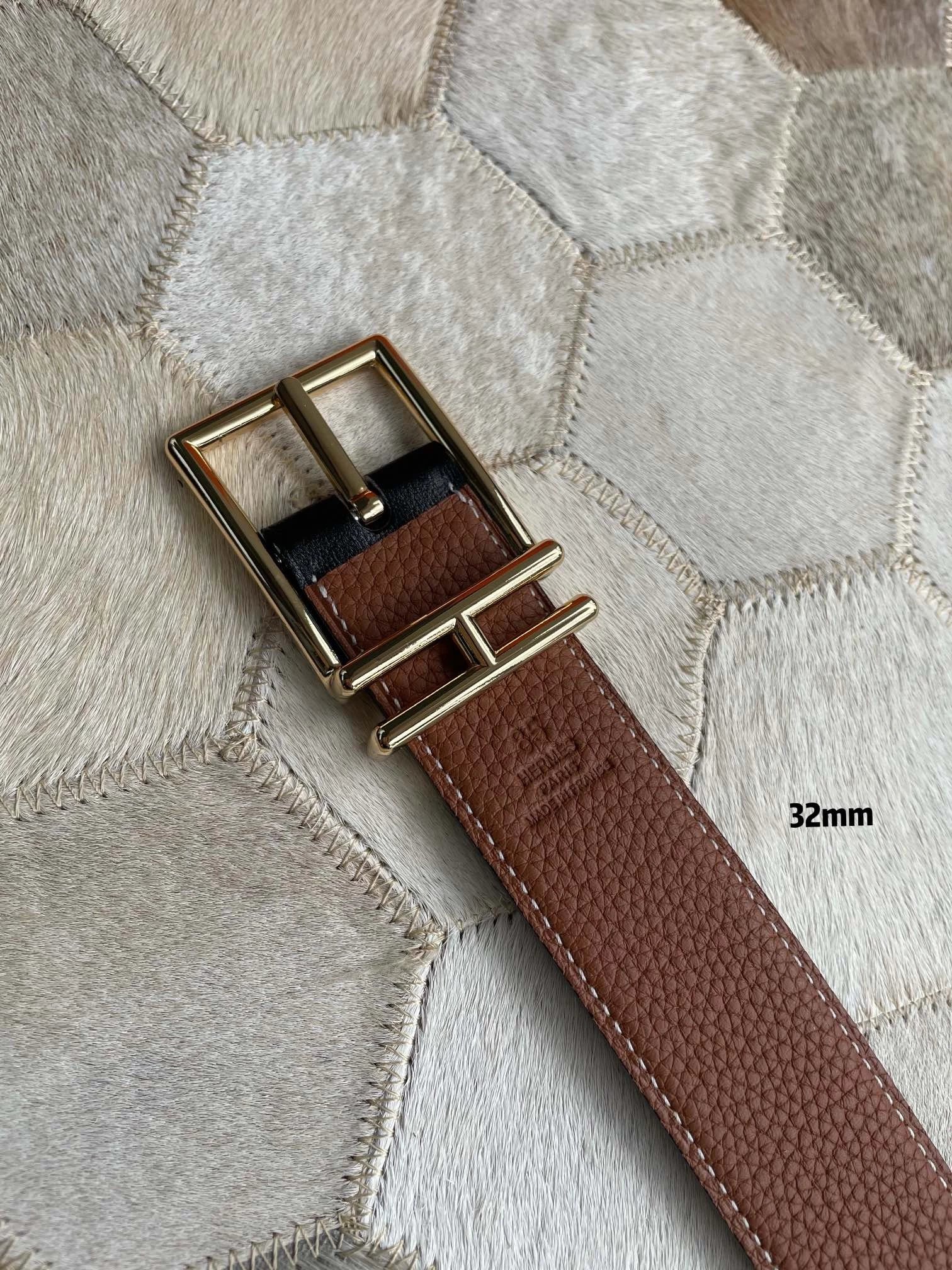 Hermes H Buckle Belt Navy Blue Leather