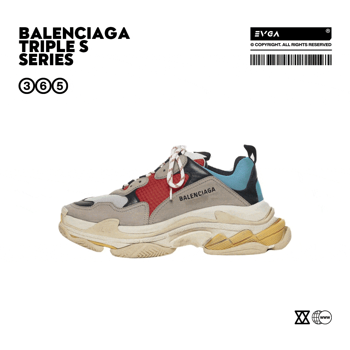 Balenciaga Triple S Men Black White Red Sneakers