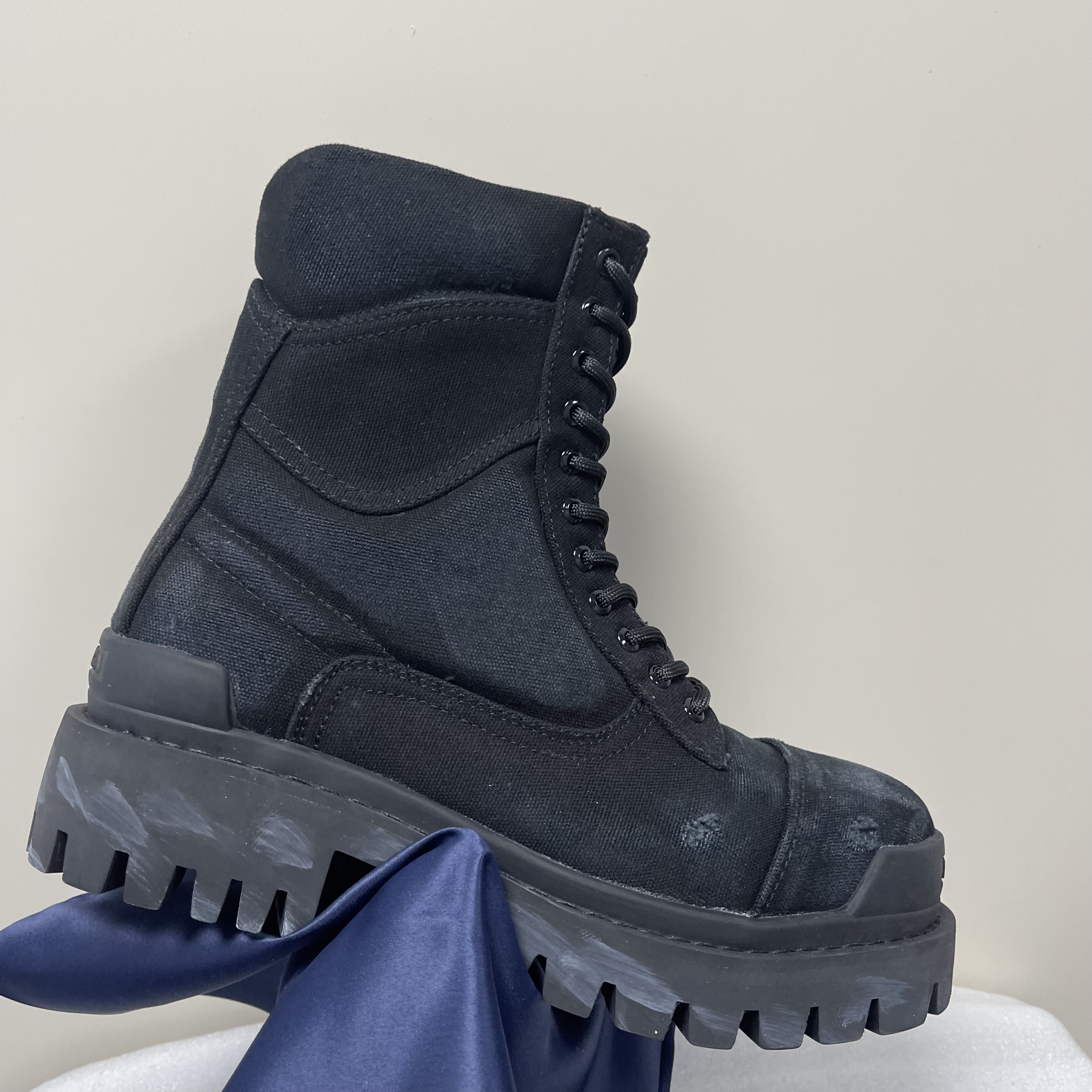 Balenciaga Combat Strike Canvas Black Boots