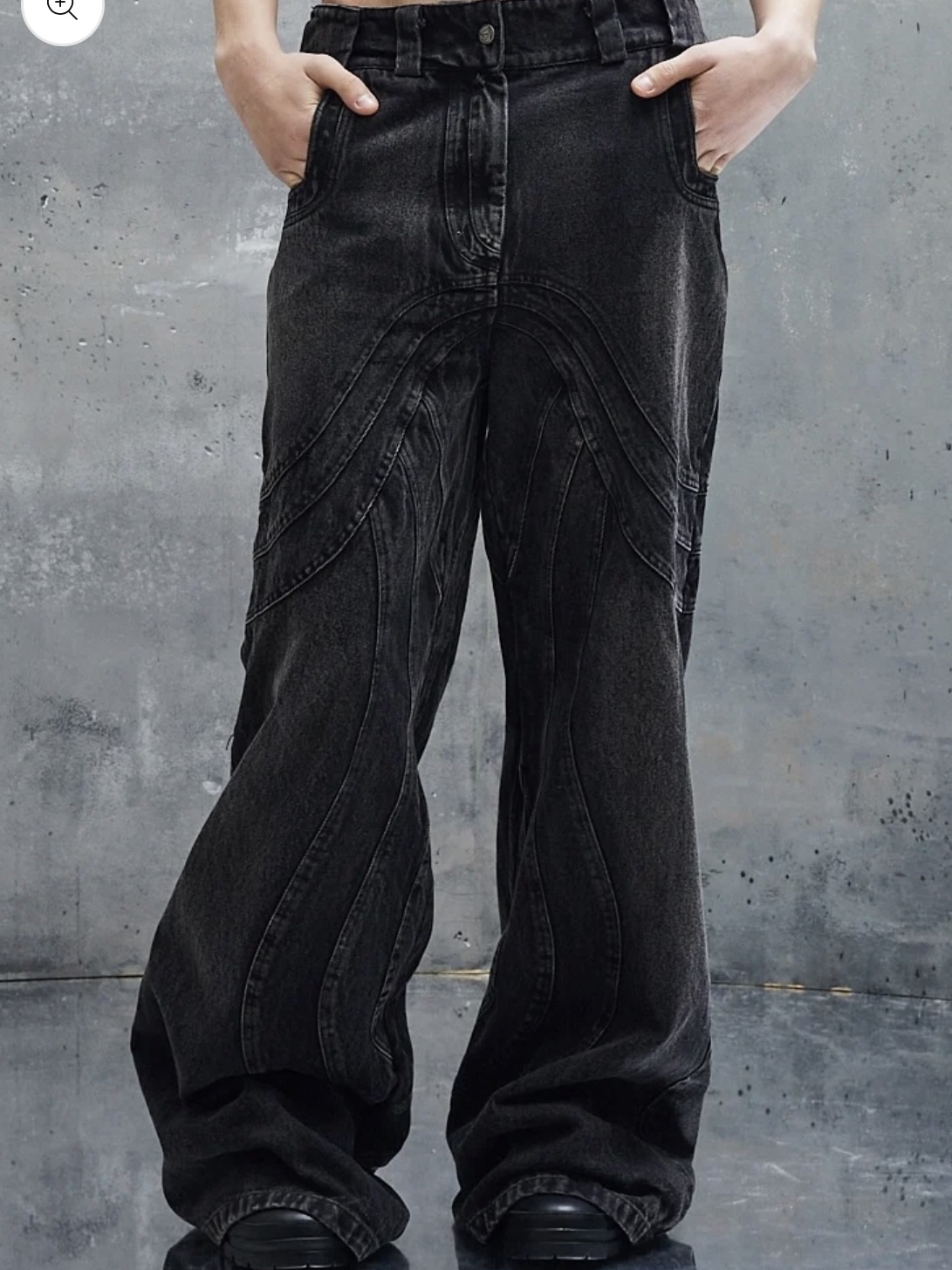 NO/FAITH STUDIOS Black Wash Wide Leg Jeans