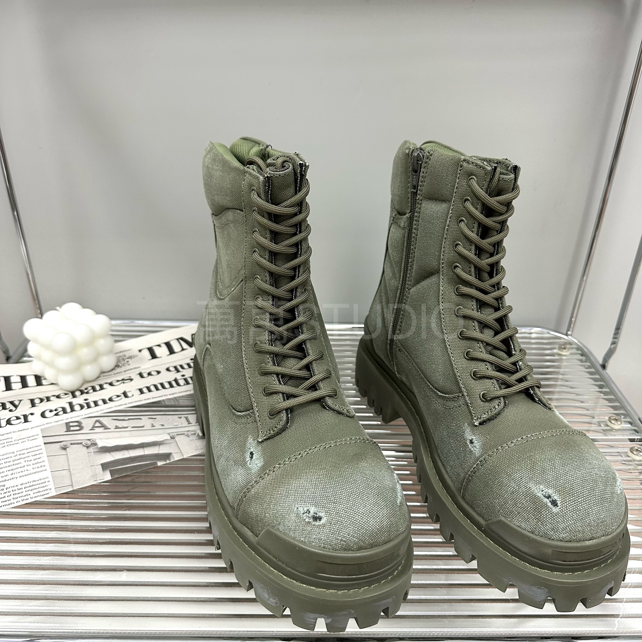 Balenciaga Combat Strike Canvas Boots Black