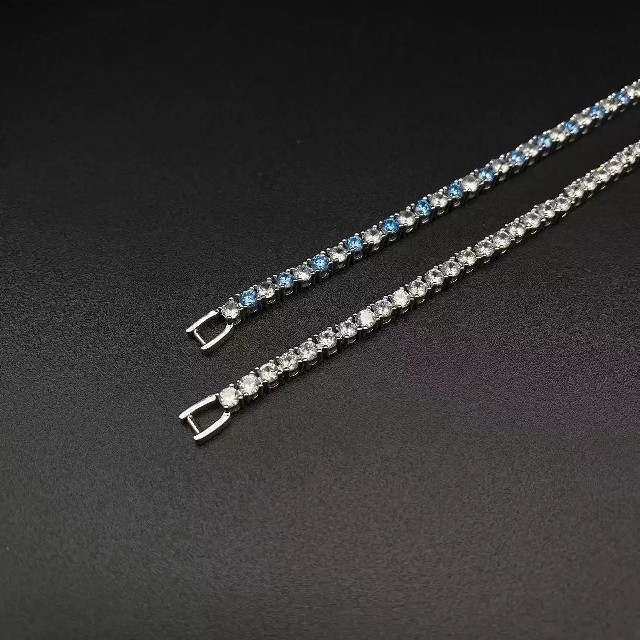 Swarovski Tennis Bracelet Blue and Clear Crystals