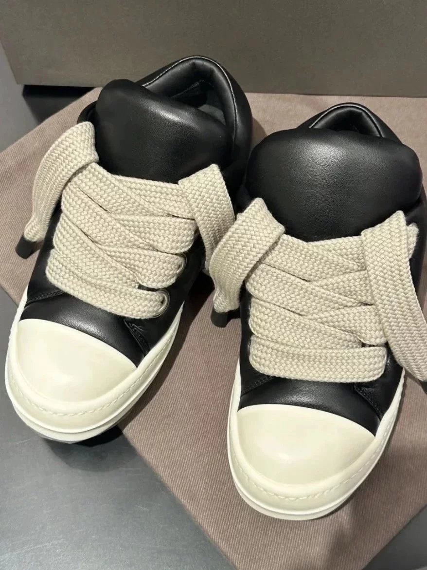 Rick Owens Black Leather Sneakers