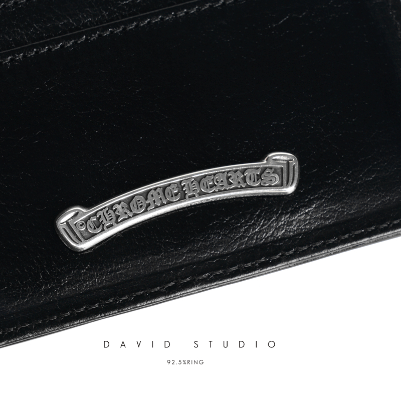 Chrome Hearts Black Leather Card Holder
