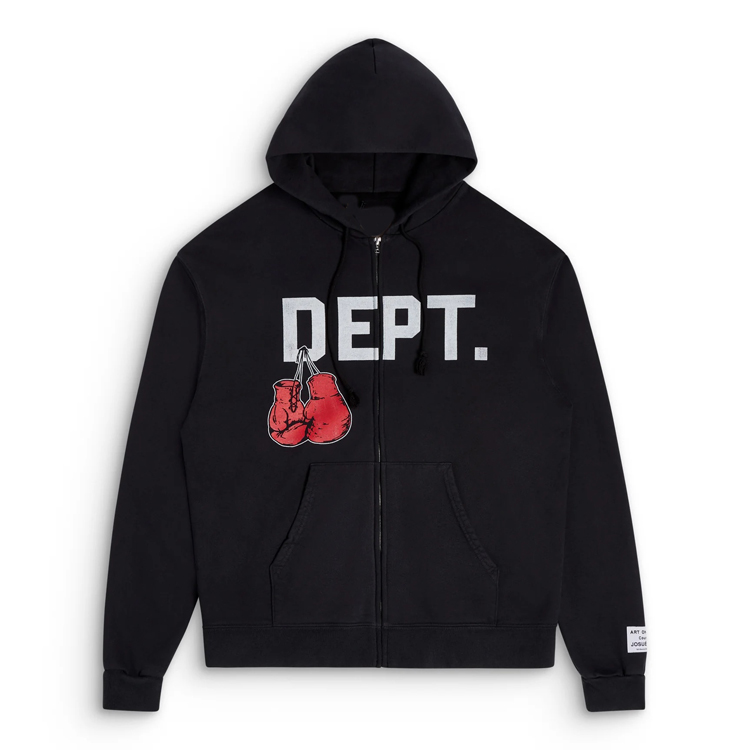 Gallery Dept Black Zip Hoodie Boxing Gloves
