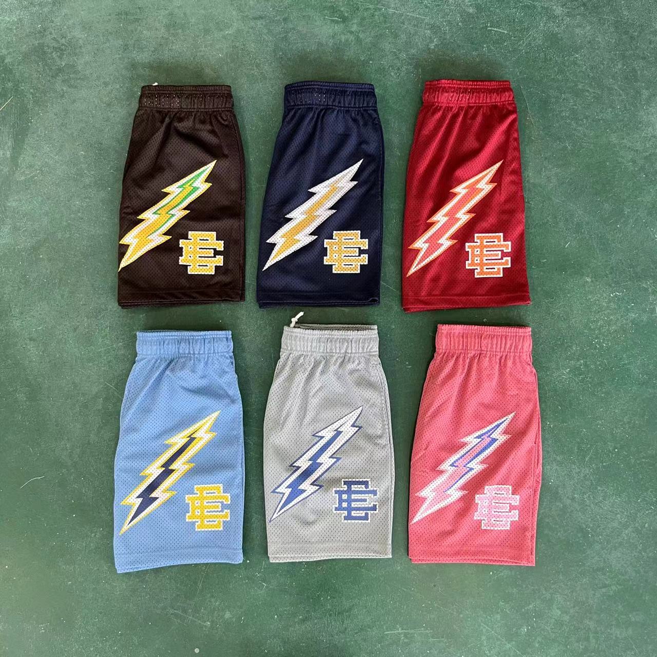Eric Emanuel Light Blue Lightning Bolt Shorts
