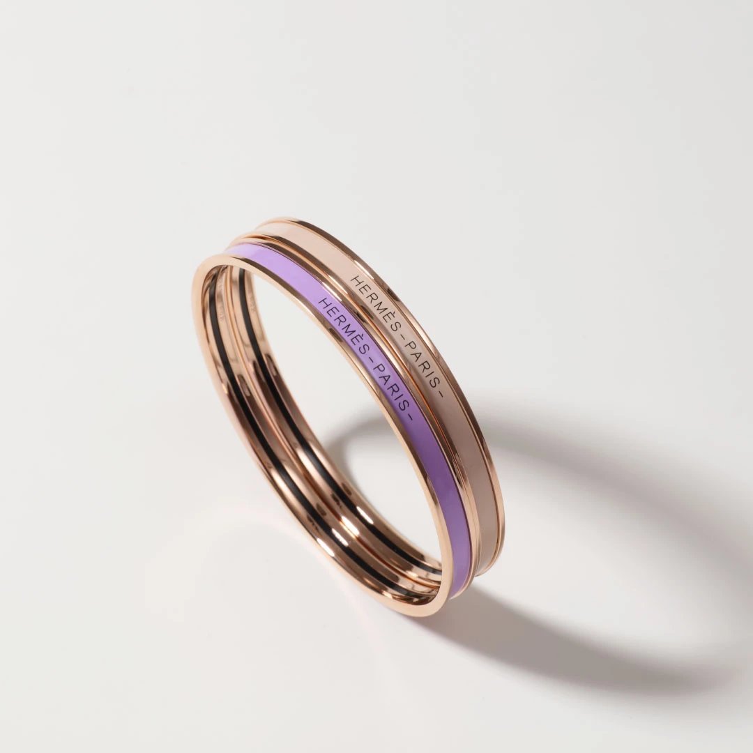 Hermes Paris White and Gold Bangle
