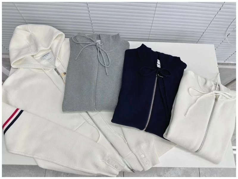 Thom Browne Grey Striped Hoodie