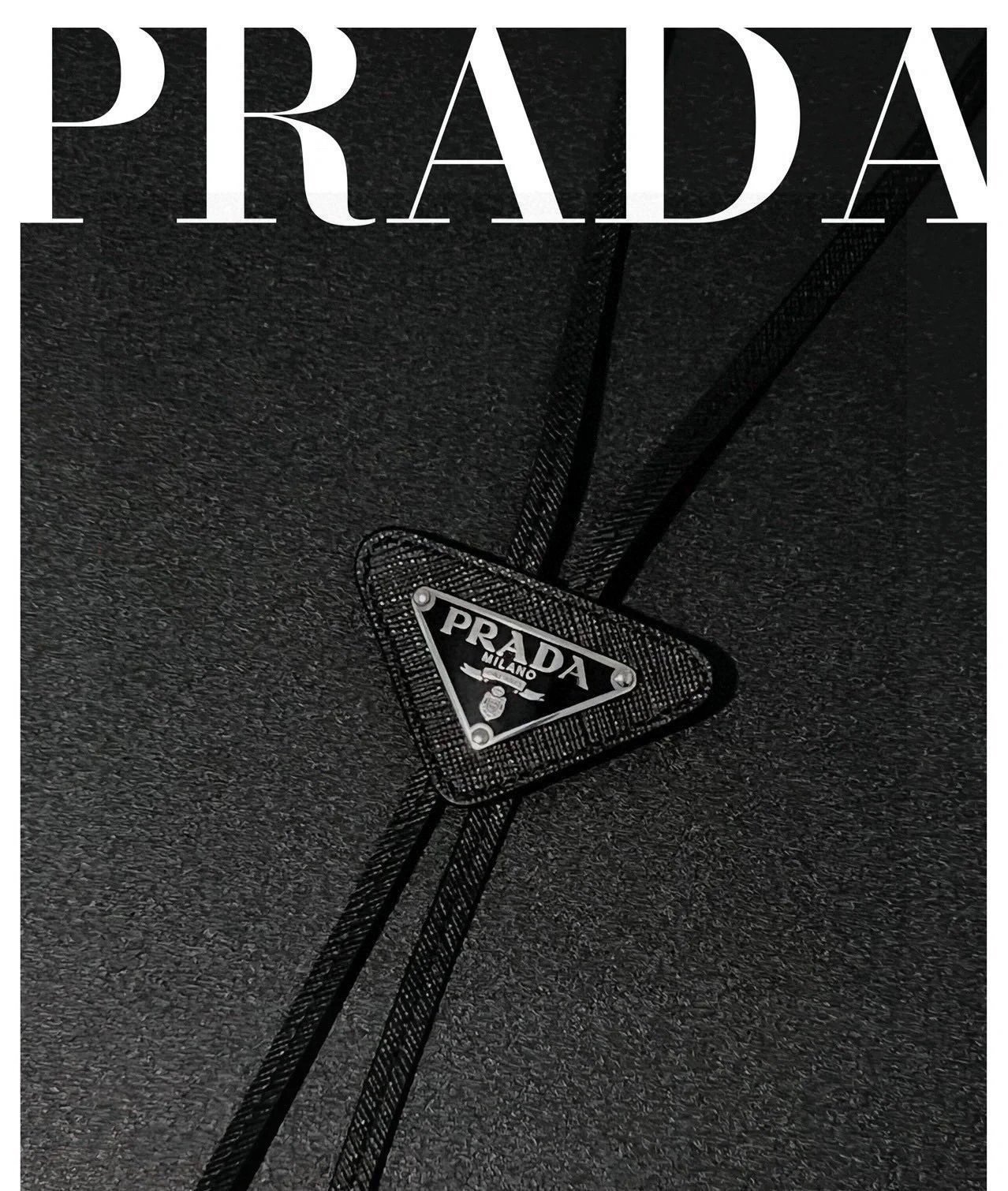Prada Black Leather Bolo Tie