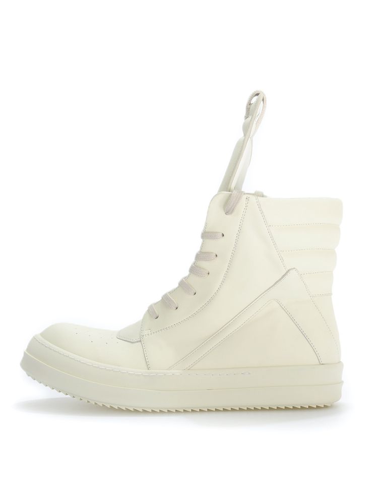 Rick Owens White Leather High Top Sneakers