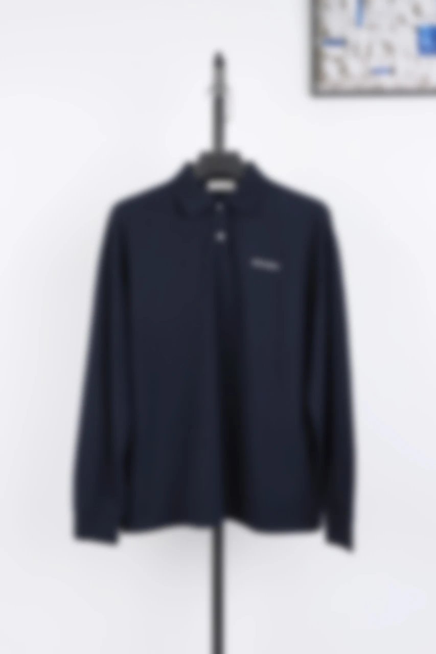 Miu Miu Long Sleeve Polo Shirt Navy