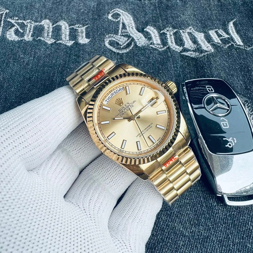 Rolex Day-Date Gold Black Dial Watch