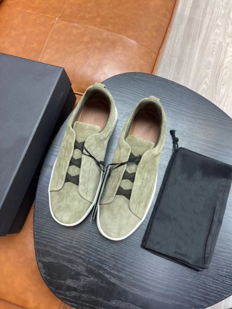 Zegna S2975ZA Brown Suede Slip-On Sneakers