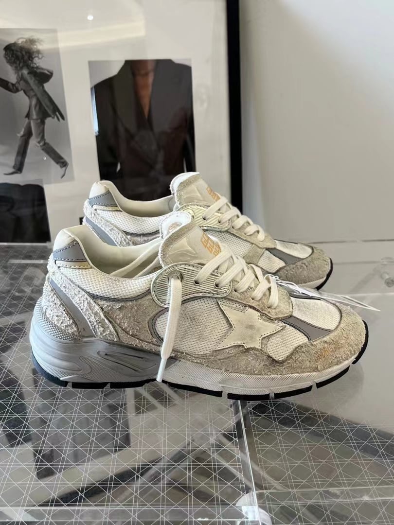 Golden Goose Running Dad White Silver