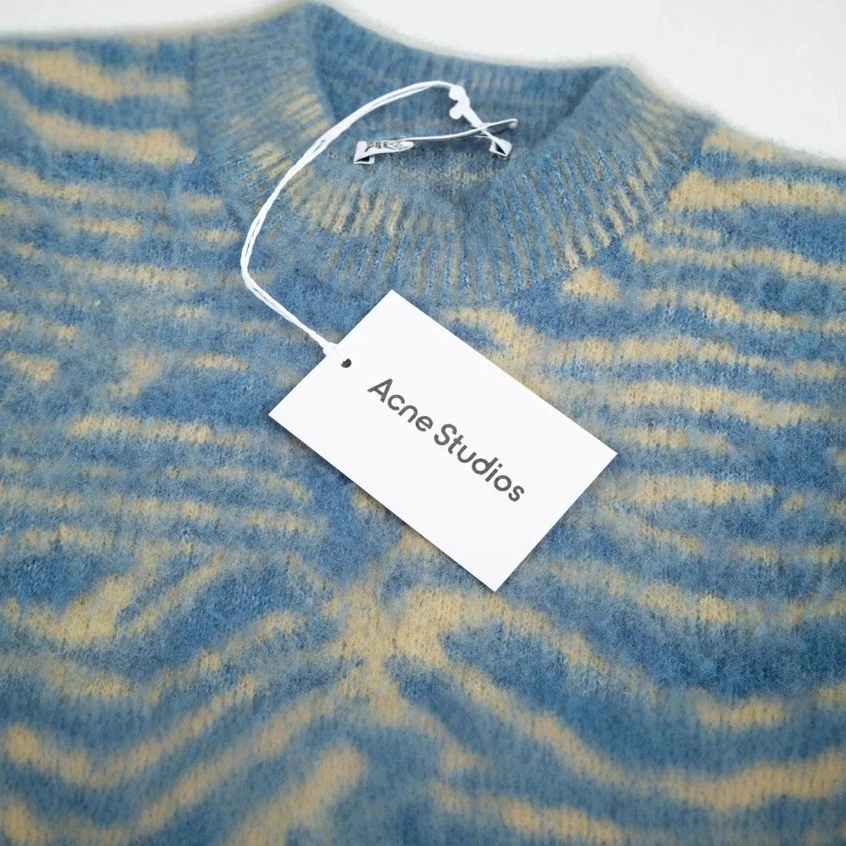 Acne Studios Blue Yellow Zebra Print Sweater