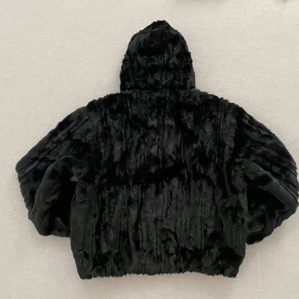 Supreme Black Faux Fur Hooded Jacket