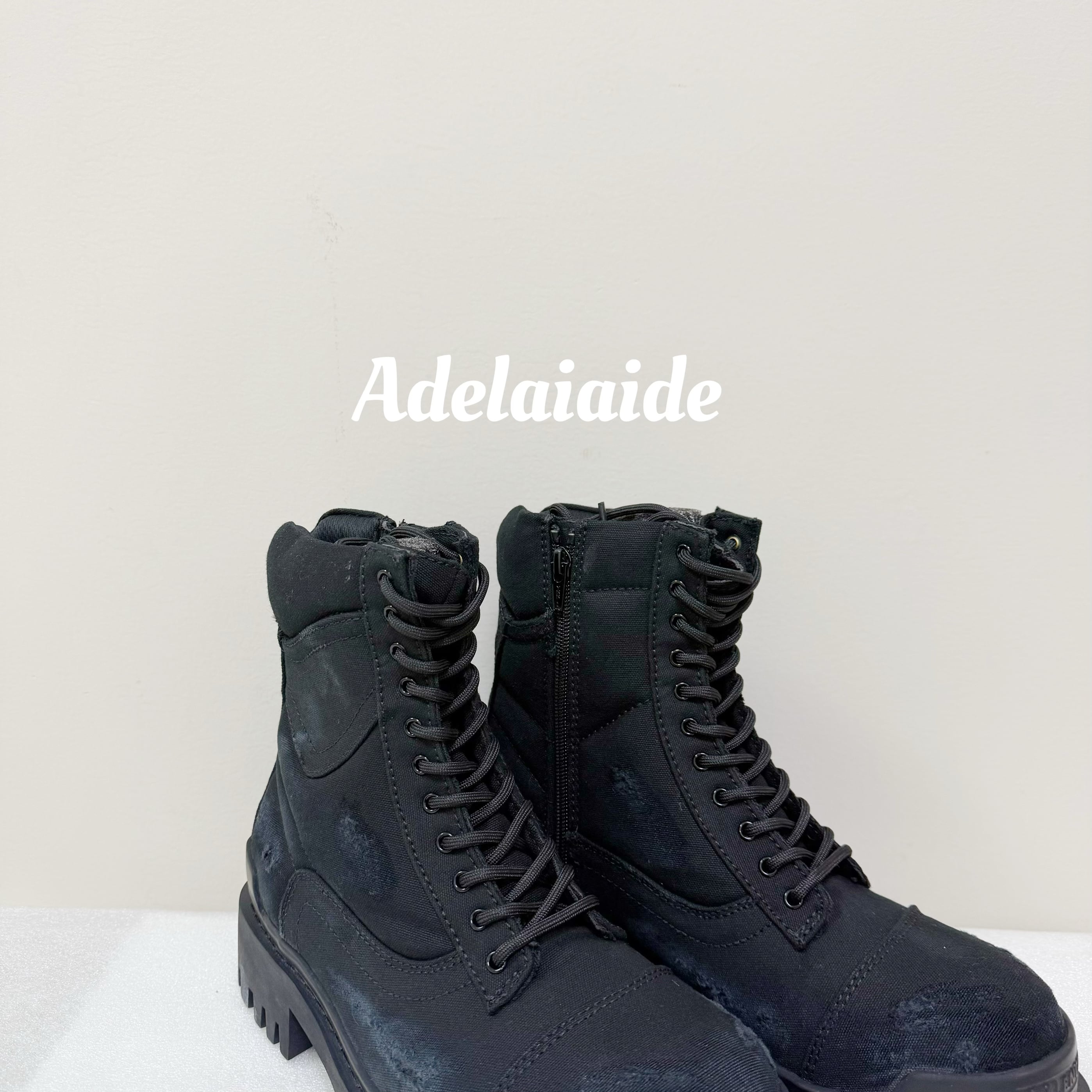 Balenciaga Combat Strike Canvas Boots Black