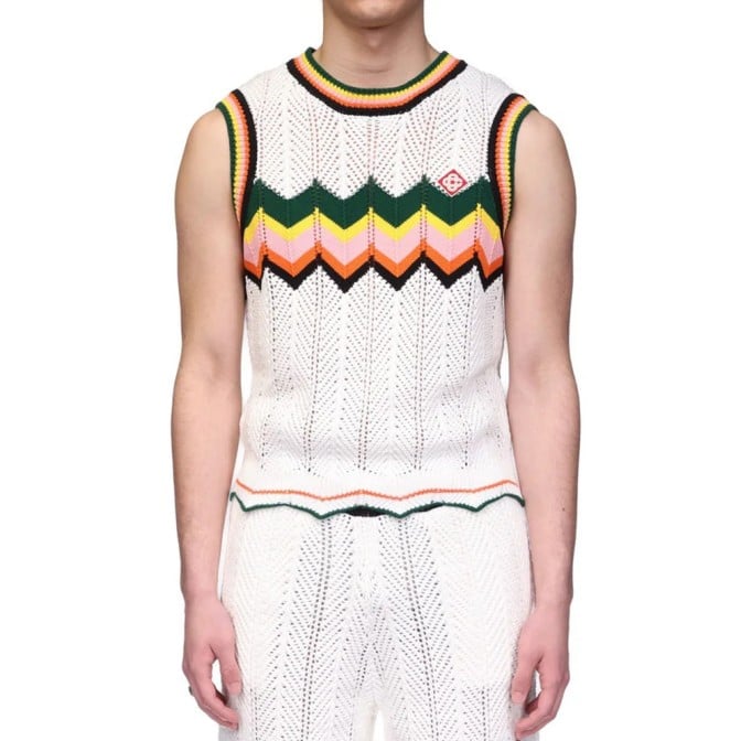 Casablanca Tennis Club Green Wave Knit Shirt