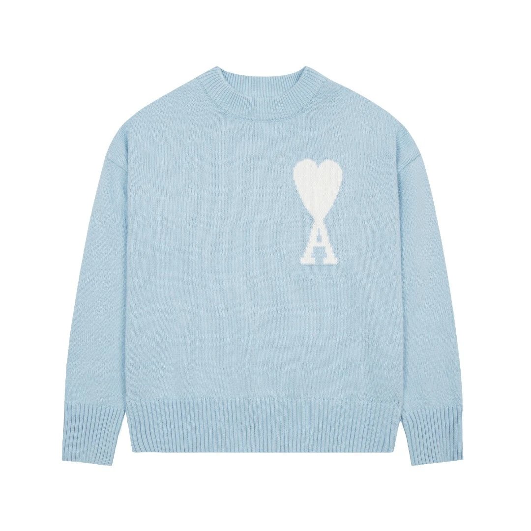 Ami Alexandre Mattiussi Black Sweater Red Ami de Coeur
