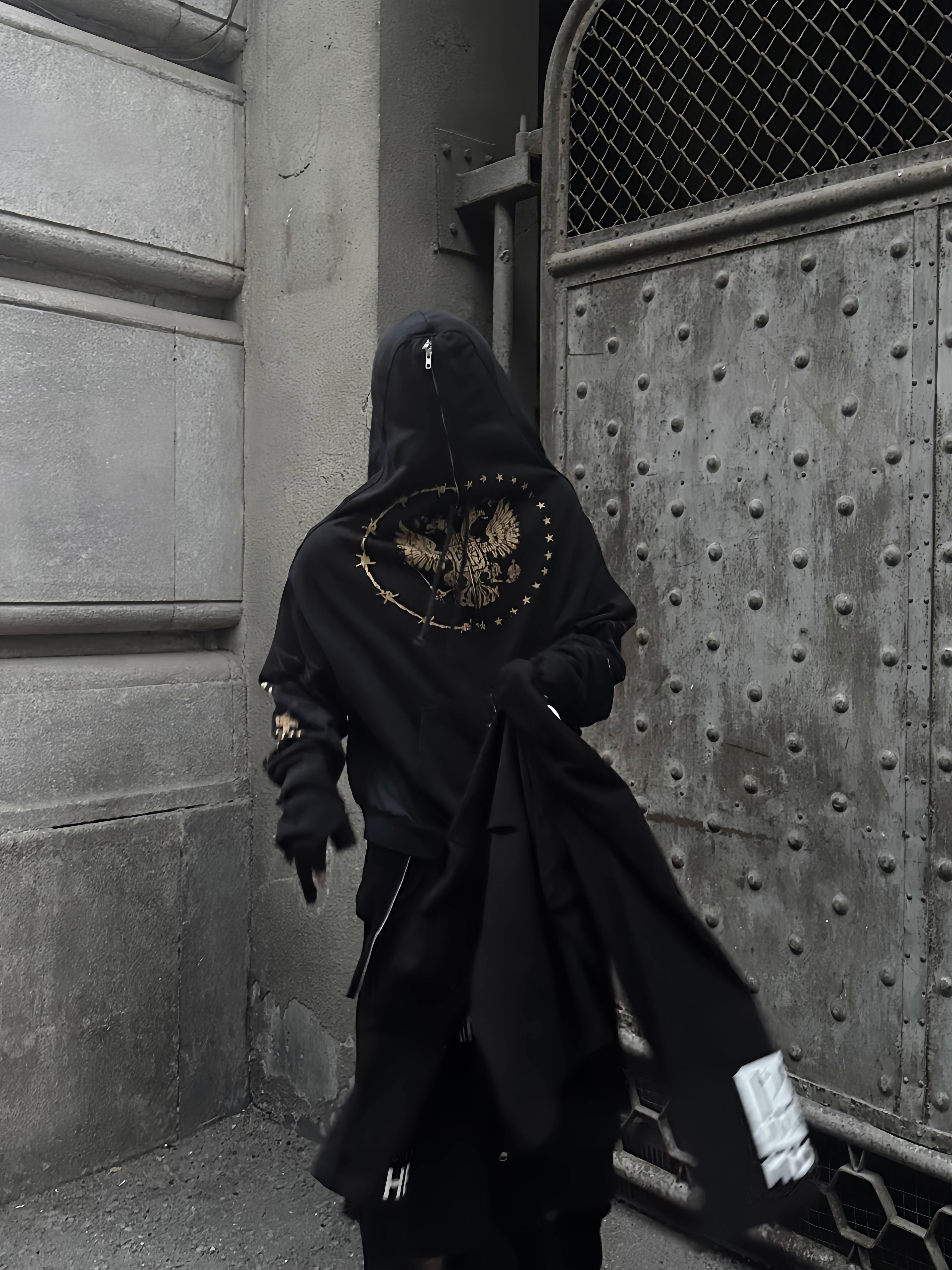 PROJECT G/R Black Hoodie with Gold Eagle Graphic