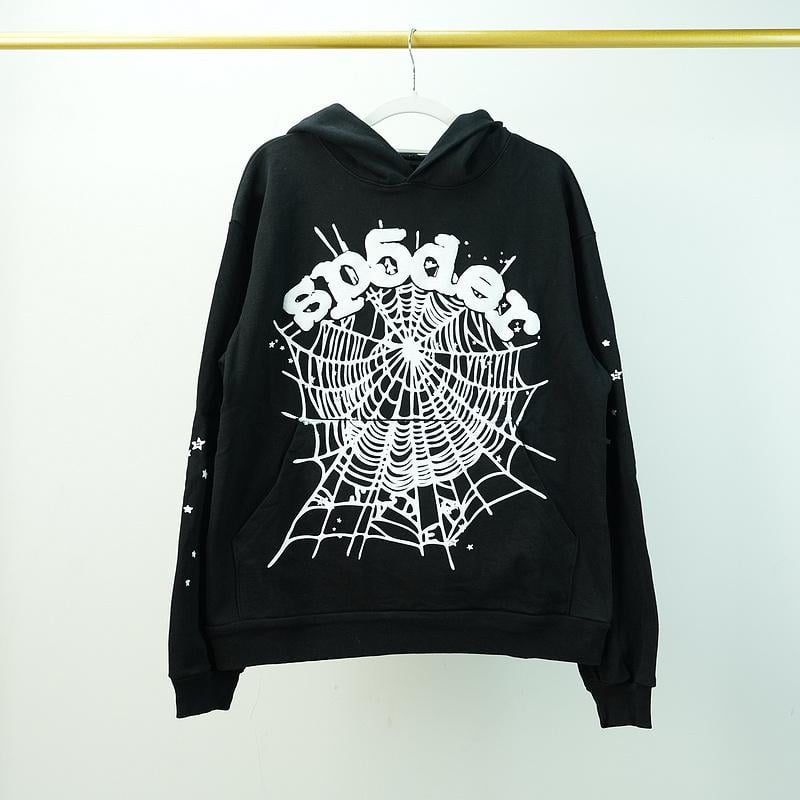 SP5DER Black Spiderweb Hoodie