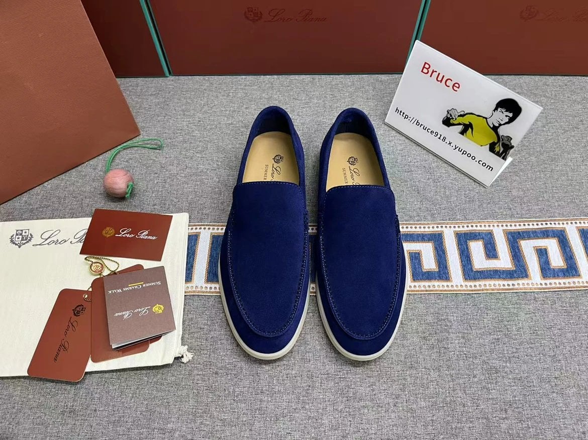 Loro Piana Summer Charms Walk 13 Suede Nude Loafers