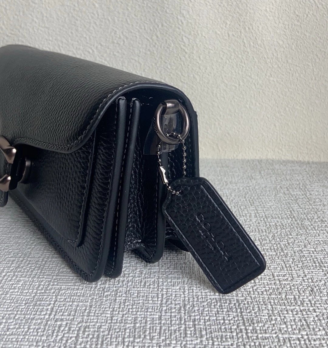 Coach Tabby Shoulder Bag Black Pebble Leather
