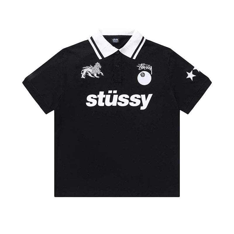 Stussy 8 Ball World Tour Polo Shirt Black