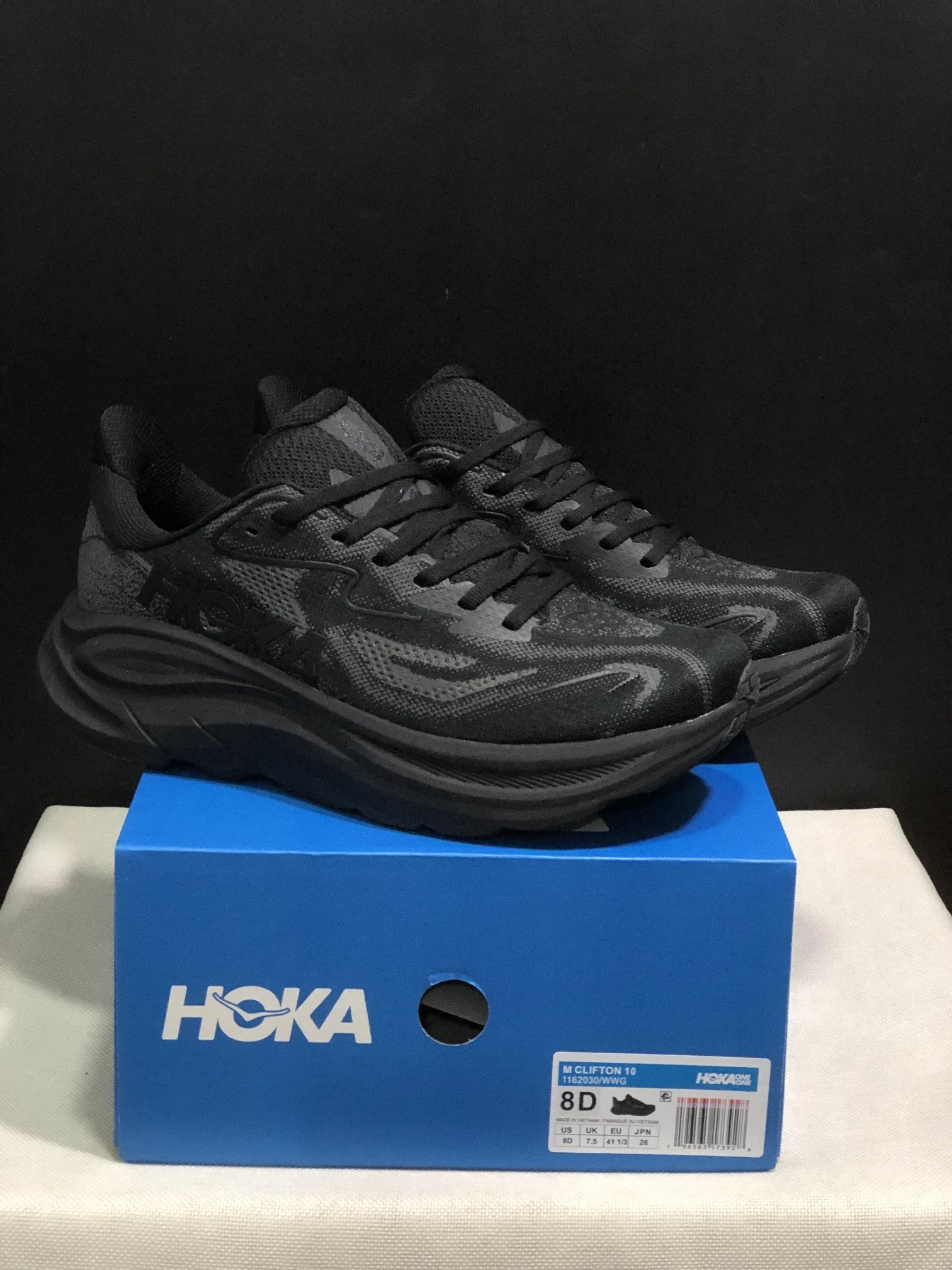 HOKA Clifton 10 Black White Shoes
