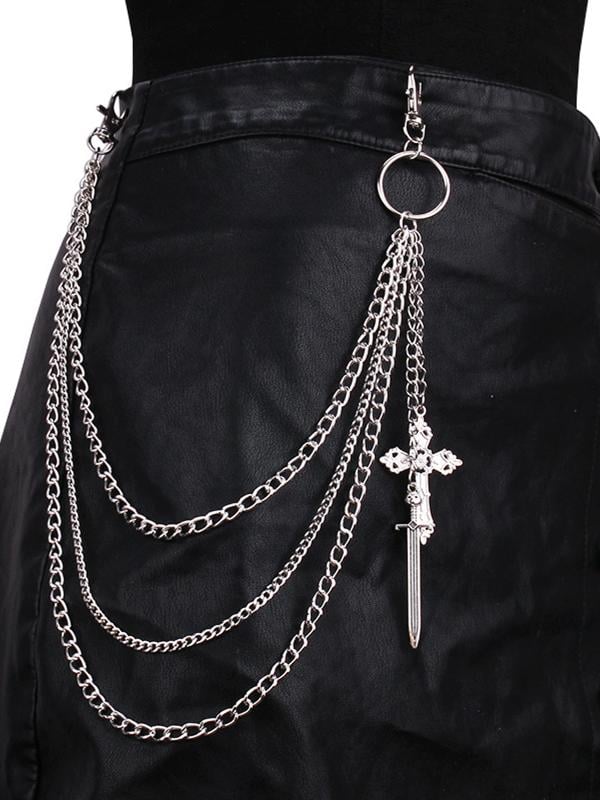 Silver Cross and Sword Chain Wallet Chain