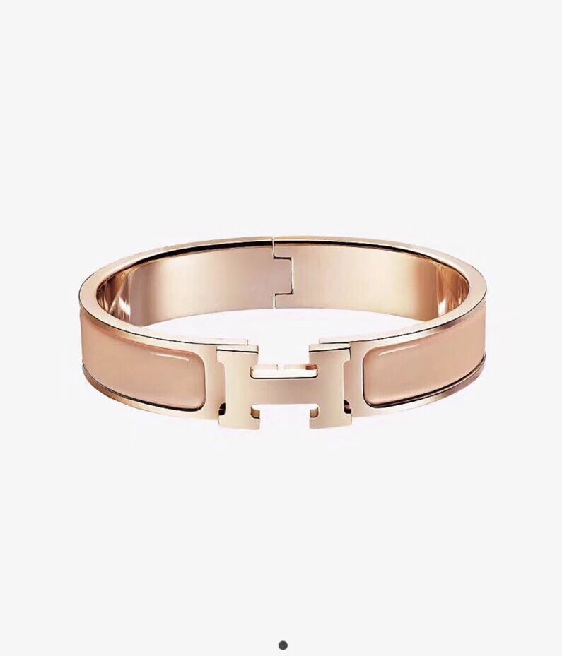 Hermes Collier de Chien Bracelet Gold Pink