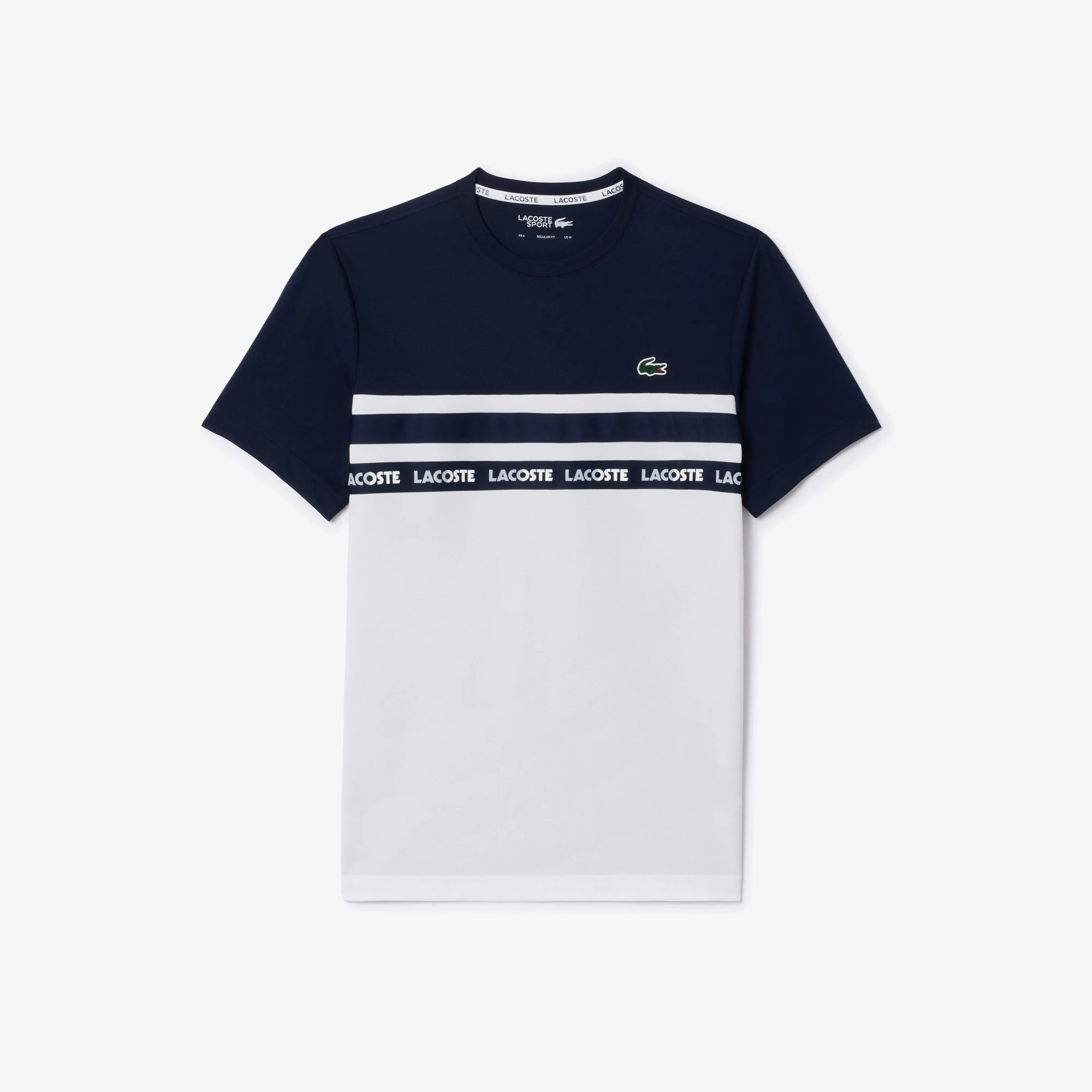Lacoste White Green Logo Stripe T-Shirt