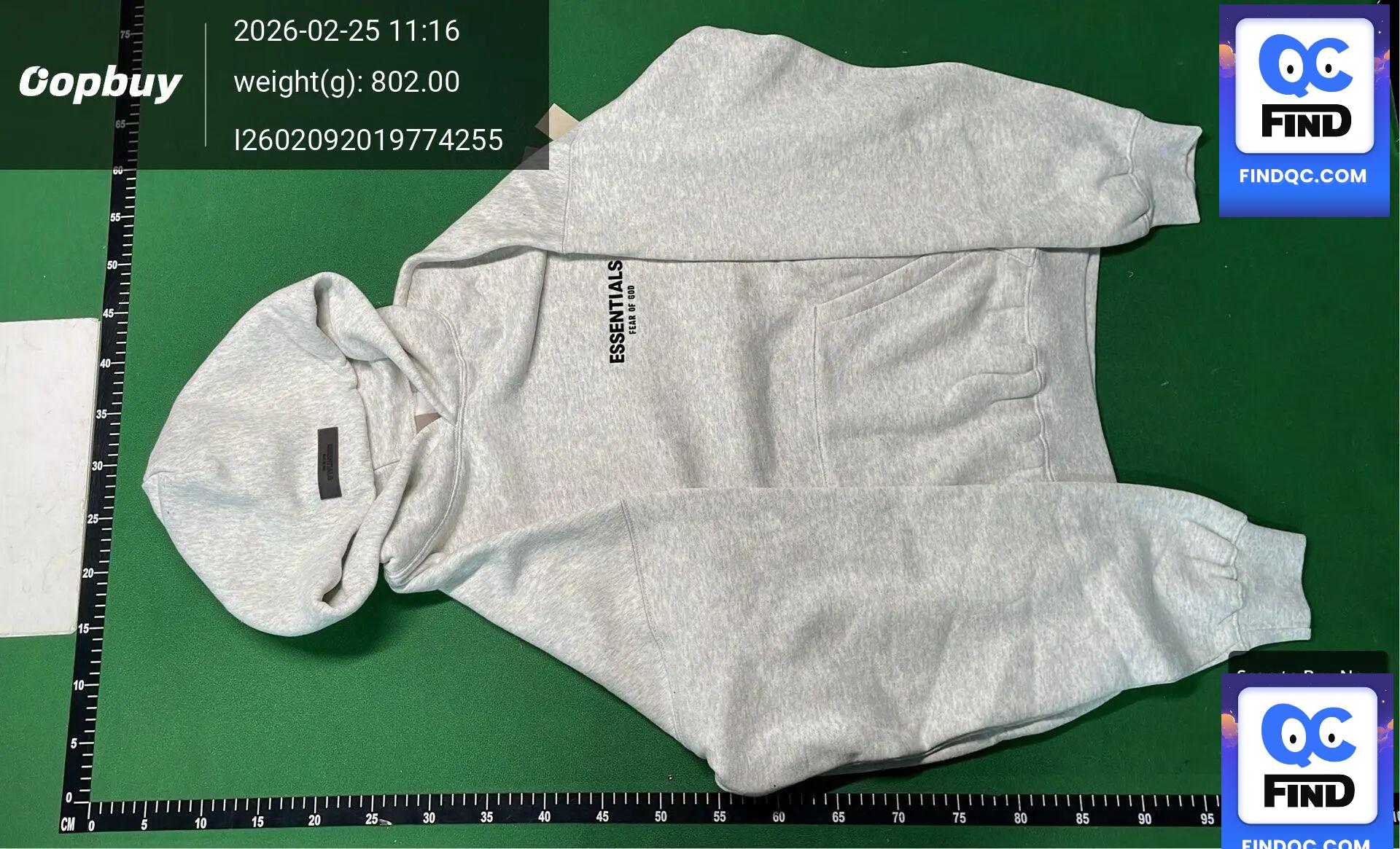 Essentials Fear of God Hooded Sweatpants Light Heather Grey — fotografie QC 2