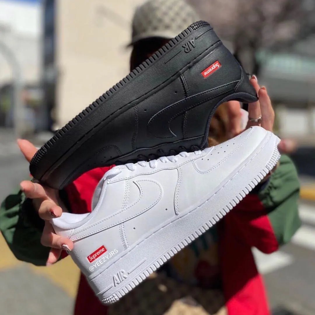 Nike Air Force 1 X Supreme AF1联名空军黑白板鞋CU9225-100-001