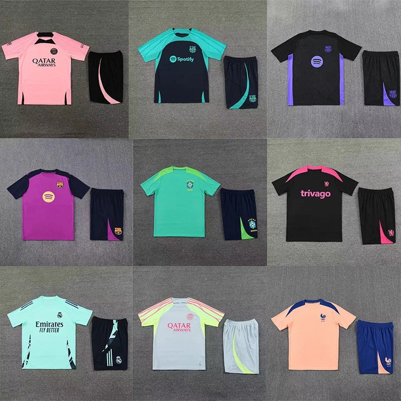 阿森纳皇马巴萨切尔西阿贾克斯巴西短袖足球训练服套装球迷版
