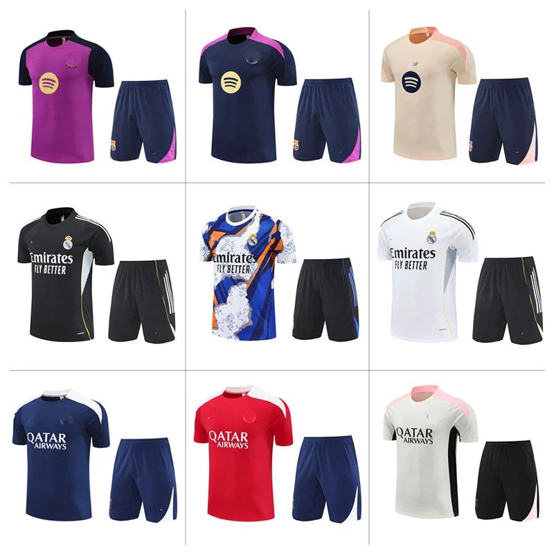 巴黎足球训练服短袖套装皇马球衣姆巴佩巴萨队服代发Paris jersey