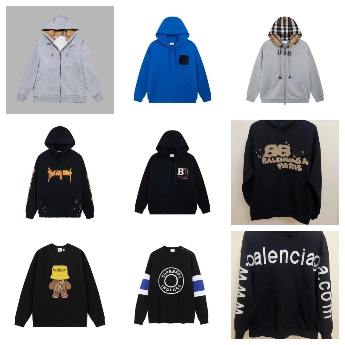 Burberry and Balenciaga Hoodies