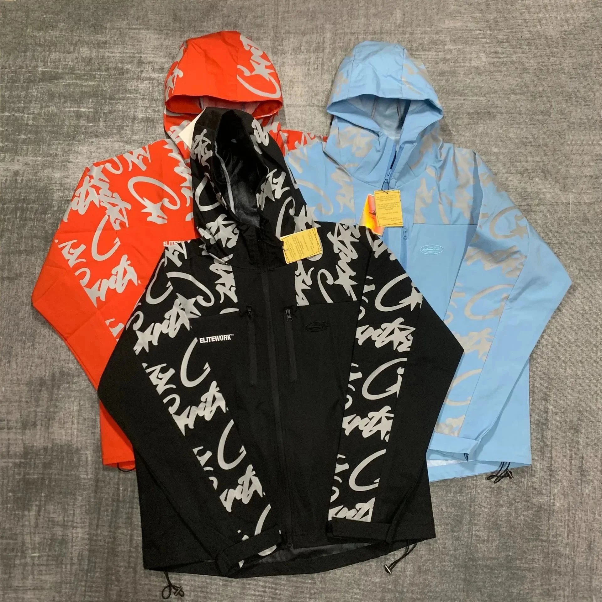 Corteiz Alcatraz Punching Jacket Zipper Jacket American Street Loose Retro Waterproof Windproof Jacket
