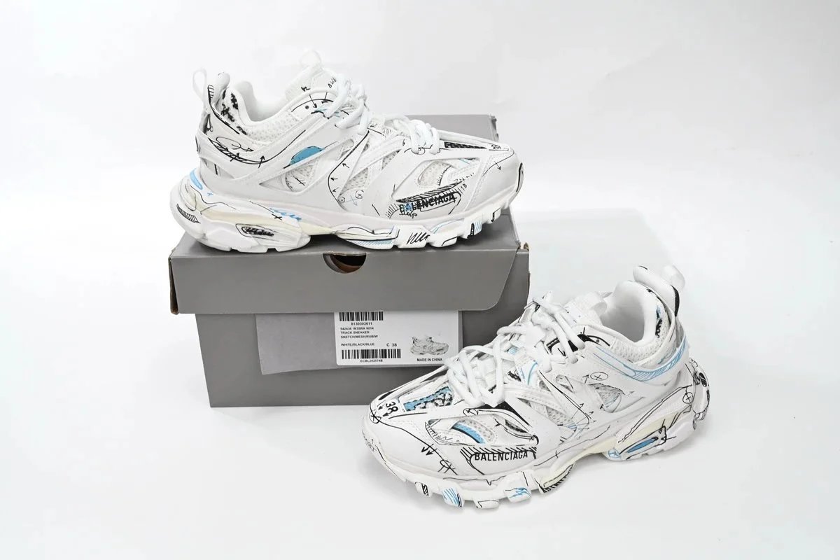 Balenciaga Track Sneaker Sketch White Black Blue