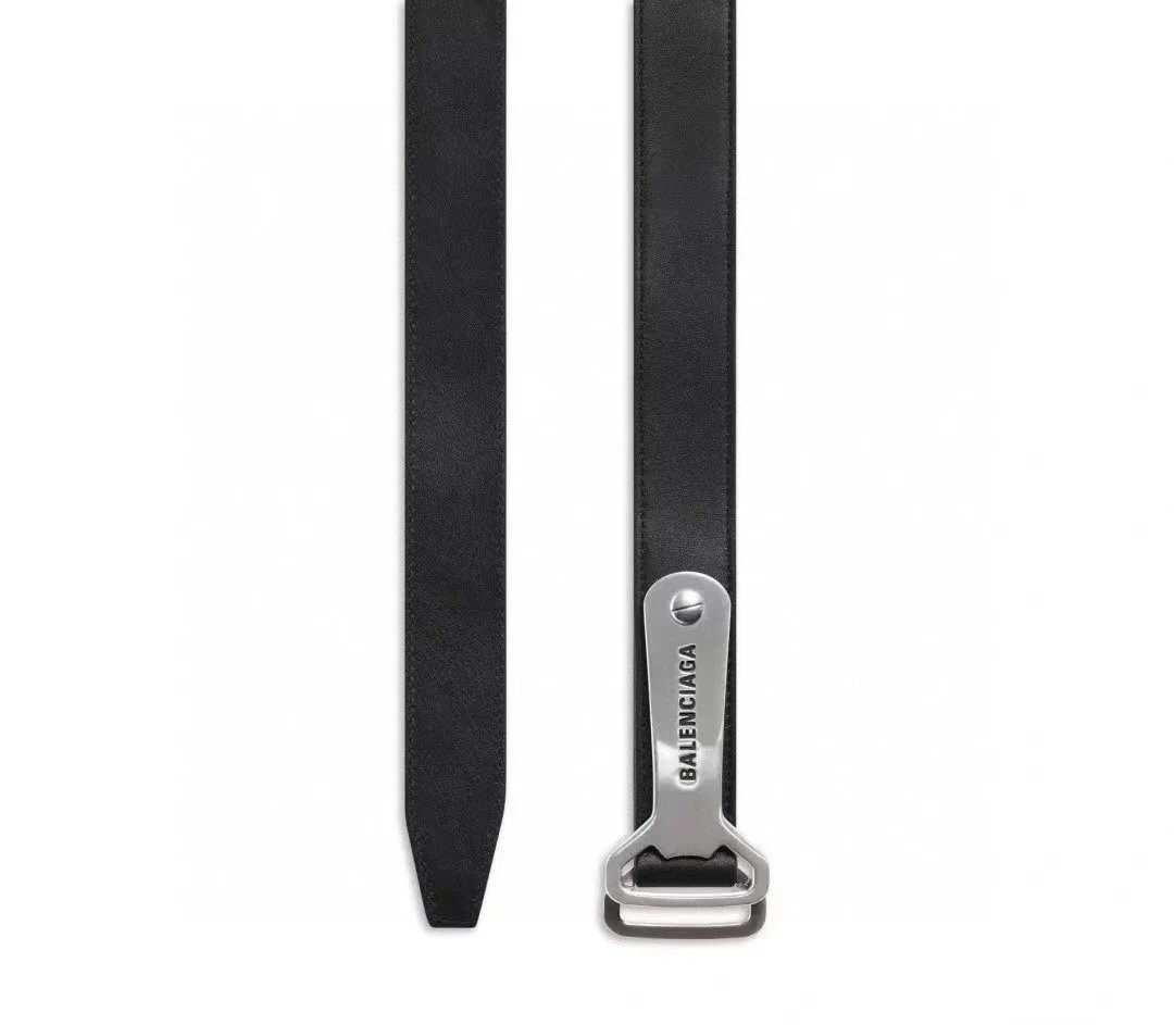 Balenciaga Black Leather Bottle Opener Belt